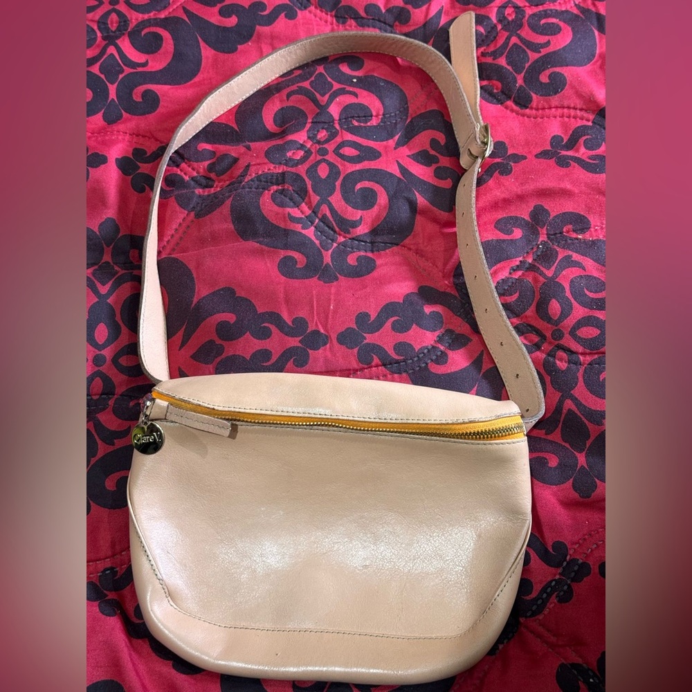 Clare V salmon Crossbody Bag with Gold Zipper